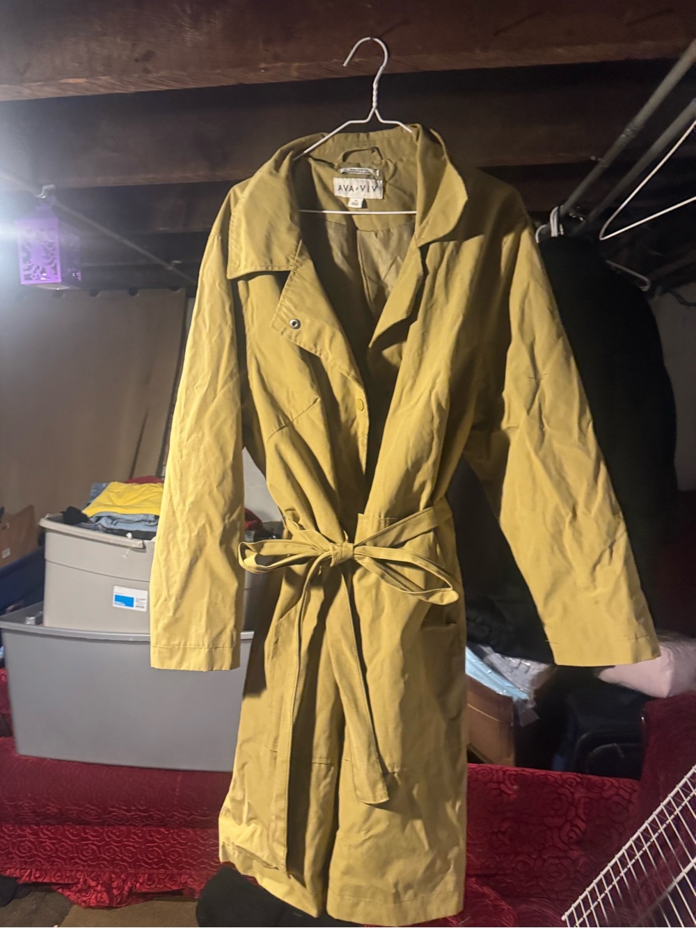 Ava & Viv Mustard Trench Coat with Belted Waist